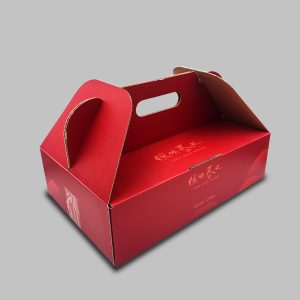 陽明春天過年限定蔬食年菜禮盒,大紅色滿版瓦楞手提盒